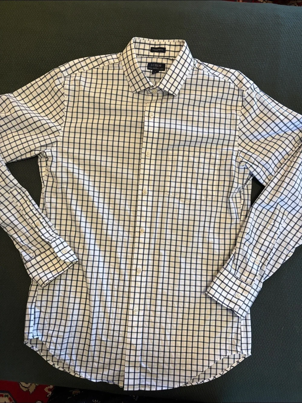 J. Crew White & Navy Windowpane Dress Shirt